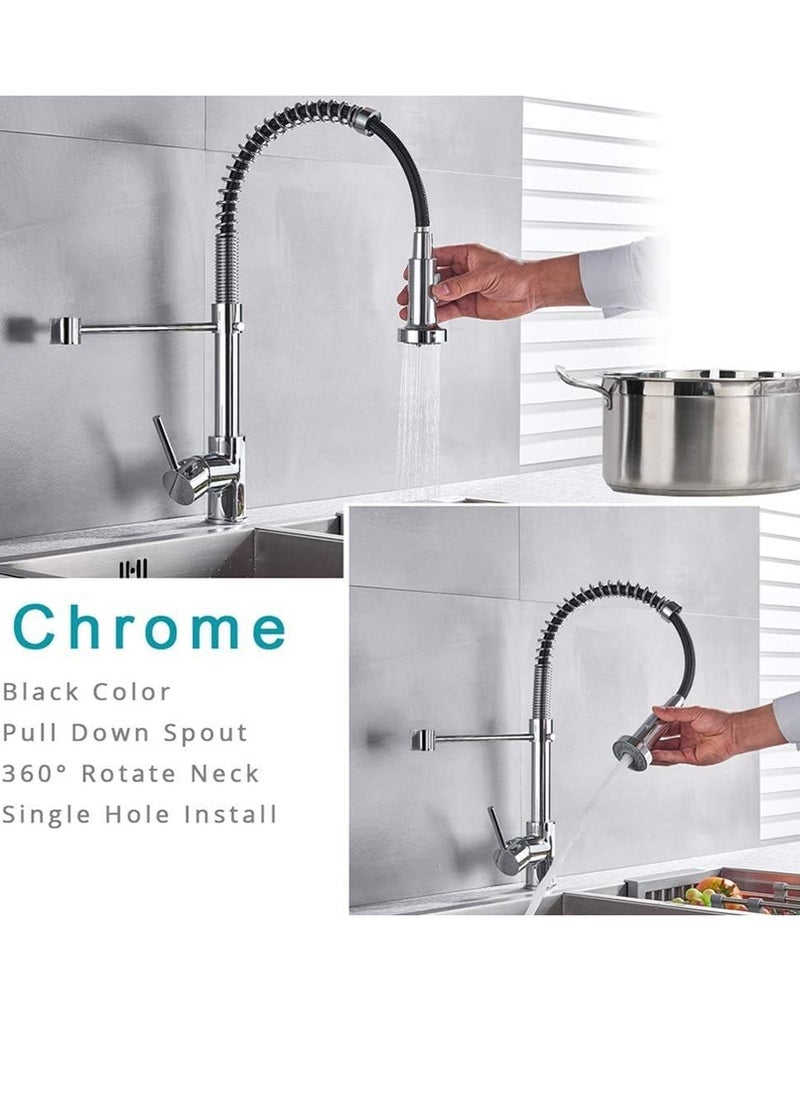 Kitchen Tap with Pull Down Lead-Free Spring Kitchen Sink Mixer tap Solid Brass Single Handle Single Hole 360° Swivel Sprayer Mixer Tap Cold and hot Fittings UK Standard Chrome - pzsku/ZAF54A7DF383ABFB0C841Z/45/_/1738740785/88565280-27da-4935-8c29-652e1ac4a893