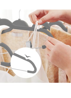Red Dot Gift Red Dot Gift®20-Pack Grey Non-Slip Velvet Hangers with Clip 42.5cm/16.8 Inch- 360 Degree Rotatable Hook - Durable & Slim - Non Slip Hangers for Coat Hangers - Pant Hangers…  - Image 4