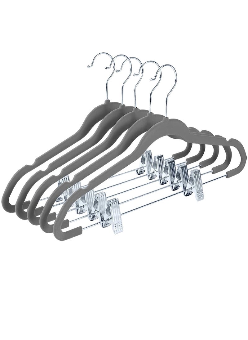 Red Dot Gift - Red Dot Gift®20-Pack Grey Non-Slip Velvet Hangers with Clip 42.5cm/16.8 Inch- 360 Degree Rotatable Hook - Durable & Slim - Non Slip Hangers for Coat Hangers - Pant Hangers… - Image 1