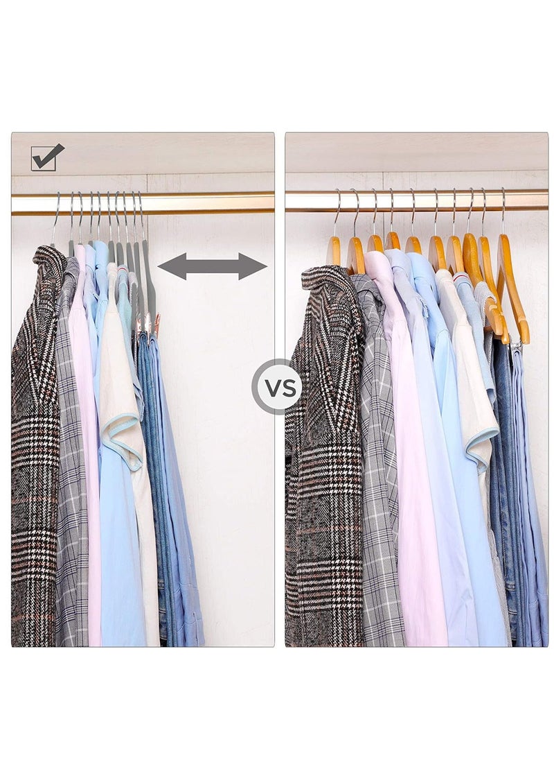 Red Dot Gift - Red Dot Gift®20-Pack Grey Non-Slip Velvet Hangers with Clip 42.5cm/16.8 Inch- 360 Degree Rotatable Hook - Durable & Slim - Non Slip Hangers for Coat Hangers - Pant Hangers… - Image 1