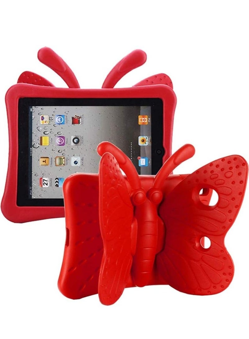Raxoom iPad 10.2 Case 2020 - Cute Butterfly Shockproof EVA Foam Kid-Proof Protective Stand Cover for iPad 7th Generation (2019, 2020, 8th Gen) - Red - Image 1