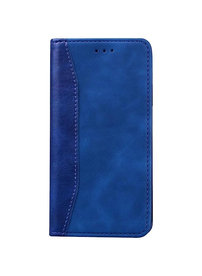 HuHa - HuHa Case Cover Compatible For Huawei P Smart Z Business Stitching Horizontal Flip Leather Case with Double Folding & Bracket & Card Slots & Photo Frame & Wallet Sapphire Blue - Image 1