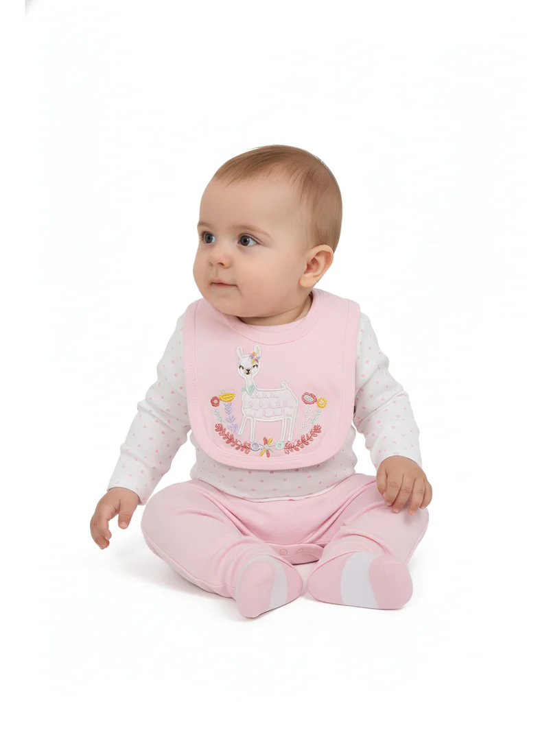 Bambimici Bambimici Animal Print Long Sleeve Bodysuit with Pyjama - Peach