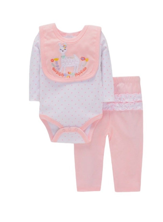 Bambimici Bambimici Animal Print Long Sleeve Bodysuit with Pyjama - Peach  - Image 1