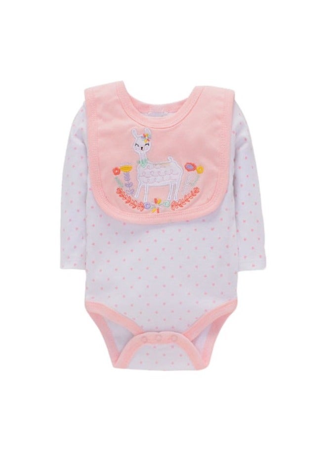 Bambimici Bambimici Animal Print Long Sleeve Bodysuit with Pyjama - Peach  - Image 2