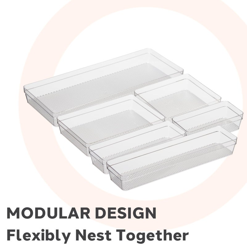 Oggi Clear Drawer Organizer - 3" X 12.5" - Ideal for Organizing Kitchen Drawers, Office, Desk, Silverware, Kitchen Utensils, Cosmetics and Bathrooms - Image 3