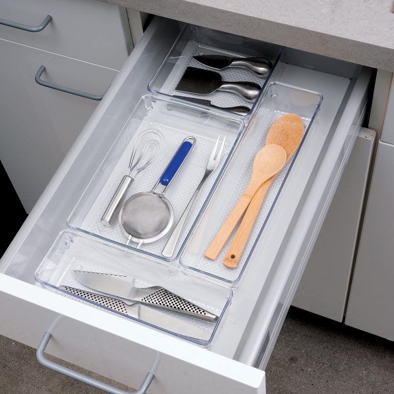 Oggi Clear Drawer Organizer - 3" X 12.5" - Ideal for Organizing Kitchen Drawers, Office, Desk, Silverware, Kitchen Utensils, Cosmetics and Bathrooms - Image 5