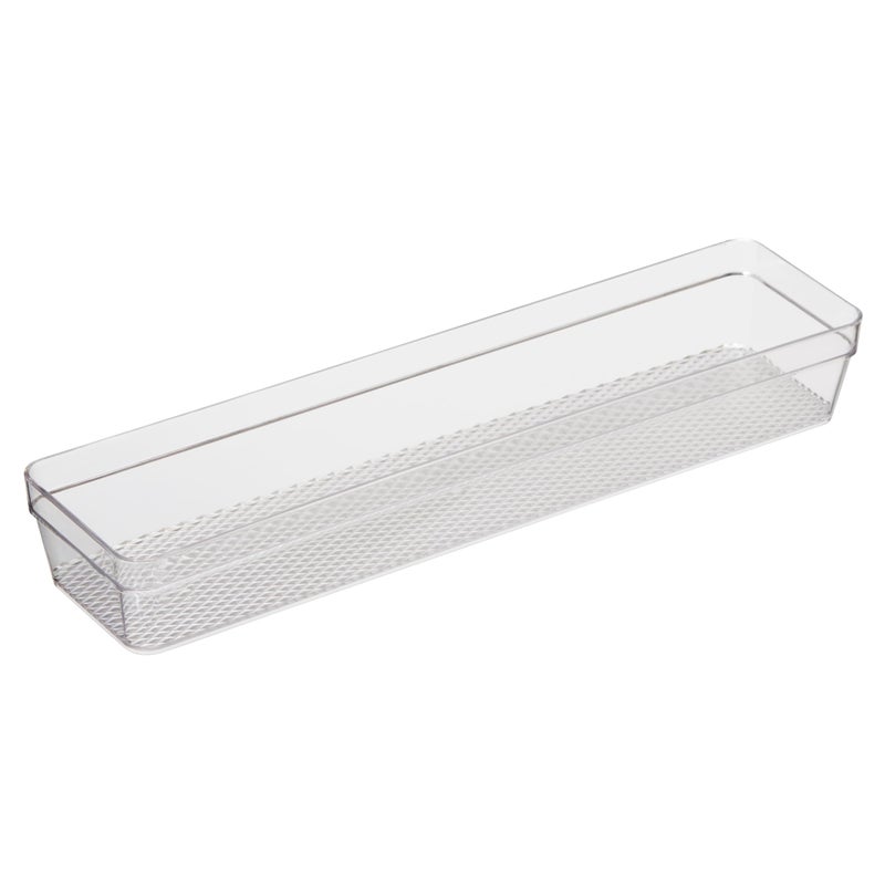 Oggi Clear Drawer Organizer - 3" X 12.5" - Ideal for Organizing Kitchen Drawers, Office, Desk, Silverware, Kitchen Utensils, Cosmetics and Bathrooms - Image 1
