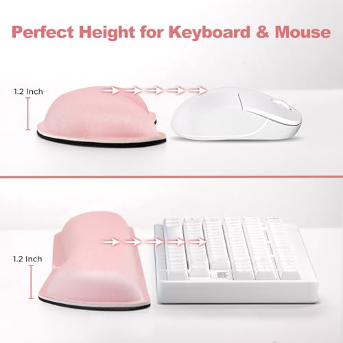 Gimars Upgrade Cleanable PU Leather Keyboard Wrist Pillow Rest Pad, Enlarge Mouse Wrist Cushion Support for Office, Computer, Laptop, Mac, Durable, Comfortable, Pain Relief, Pink - Image 5
