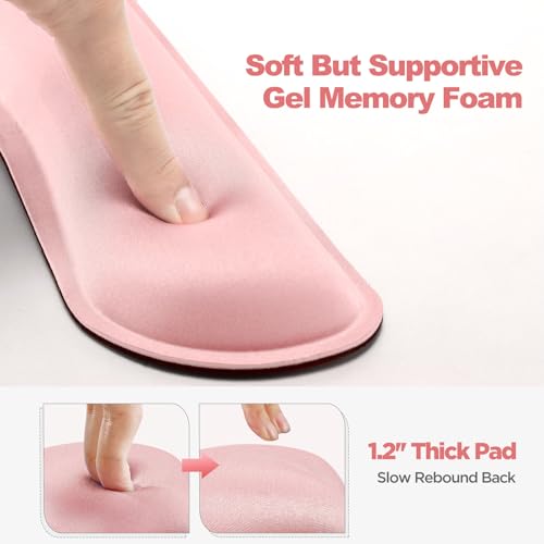 Gimars Upgrade Cleanable PU Leather Keyboard Wrist Pillow Rest Pad, Enlarge Mouse Wrist Cushion Support for Office, Computer, Laptop, Mac, Durable, Comfortable, Pain Relief, Pink - Image 2
