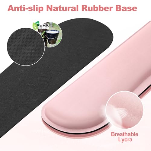 Gimars Upgrade Cleanable PU Leather Keyboard Wrist Pillow Rest Pad, Enlarge Mouse Wrist Cushion Support for Office, Computer, Laptop, Mac, Durable, Comfortable, Pain Relief, Pink - Image 3