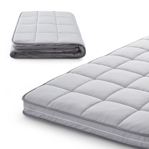 Jamdok 3Inch Small Single Mattress Topper CoverOnly CoverCot Mattress Protector BeddingFoam and Latex Mattress Cover with ZipperPillow Top and Bottom72 x 24 Gray