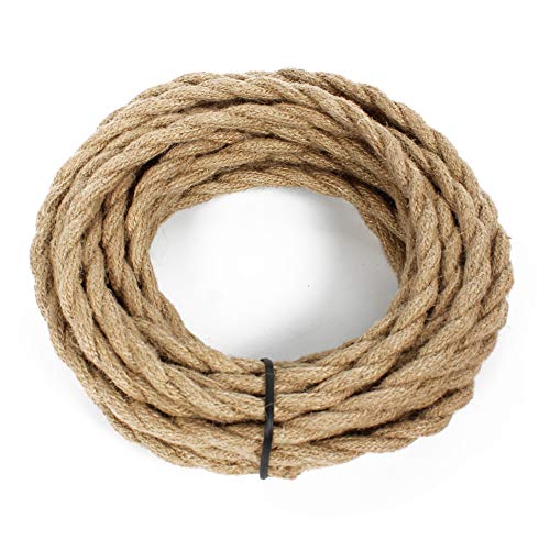 PRUNLLA 25ft Rope Covered Lamp Twisted Wire,PRUNLLA Vintage 18/2 Industrial Electrical Hemp Rope Cord,18-Gauge Antique Style for Retro Lamp,DIY Projects - Image 1