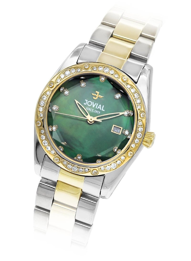 Jovial JOVIAL 9157LTMQ09ZE  Women's Fashion Metal Band watch. 32mm, Quartz, Green Dial  - Image 2