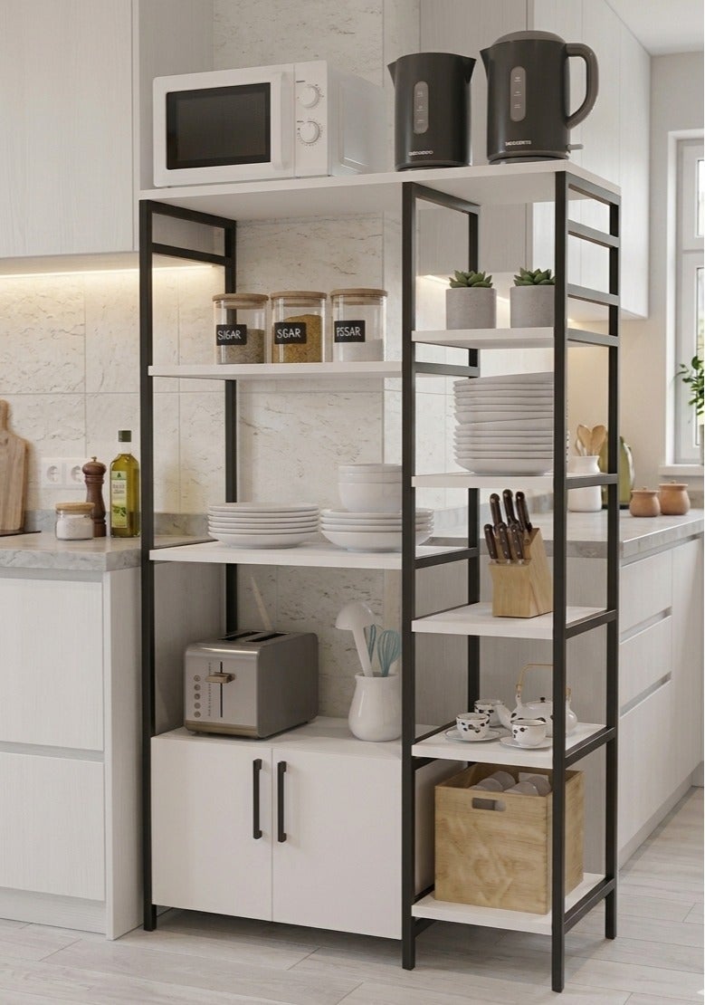 AGD Multifunctional Kitchen Storage Cabinet, for Displaying and Storing Kitchen Appliances, 83.6*30*140.7cm - Image 1