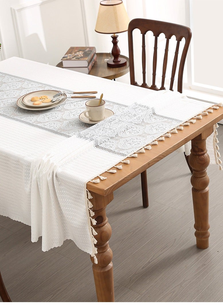 Tablecloth Wrinkle Resistant, Rectangle Table Cover Soft Texture with Tassels, 140×180cm Cotton Linen Table cloths for Dining Table Kitchen Party Coffee Table Home Decoration - Image 2