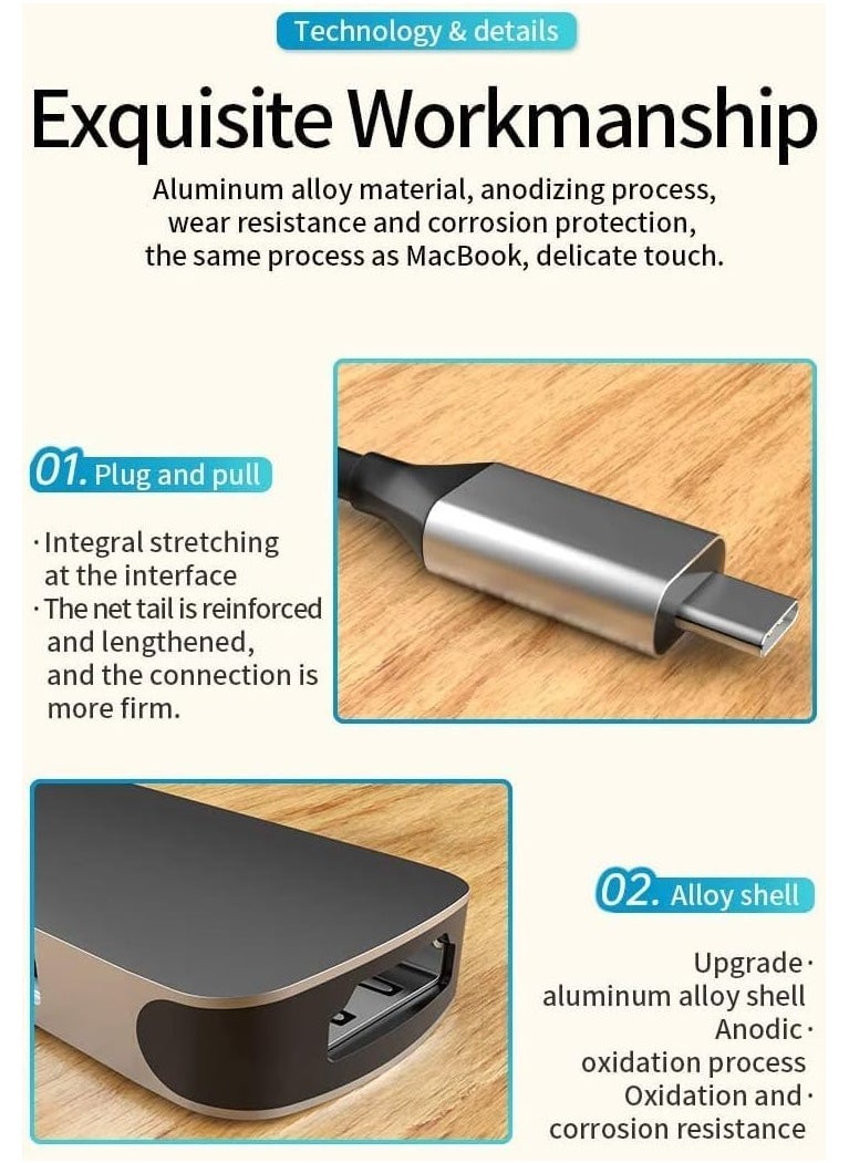 ELTRAZONE - USB C Hub 6-in-1 Type C to HDMI 4K Adapter with 2 USB 3.0 Ports, SD/TF Card Reader, 100W USB-C Power Delivery, Aluminium, Compatible with MacBook Pro/Air, XPS, Laptops, Tablets, Smartphones - Space Grey - Image 1