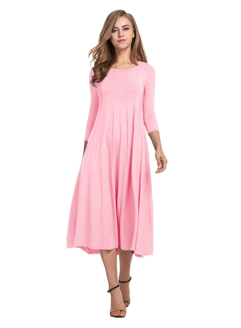 NIBEMINENT Women's 3/4 Sleeve A-line and Flare Midi Long Dress - Image 1