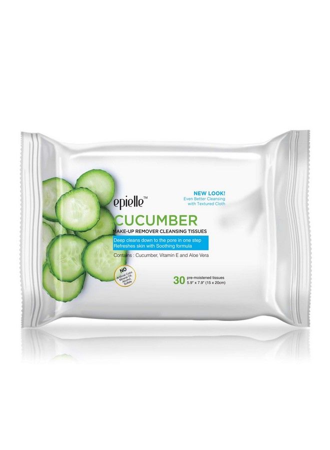 Epielle New Makeup Remover Cleansing Wipes Tissue Cucumber 30 Count 6 Pack ; Gentle For All Skin Types Daily Facial Cleansing Towelettes Removes Dirt Oil Makeup (Cucumber) Beauty Stocking Stuffers Gift - Image 5