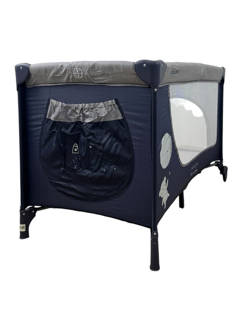 Papimo Portable Baby Bed 120*60*75cm, Multifunctional Foldable Travel Bed, Adjustable Travel Baby Bed for Infants - Blue/Grey - Image 2