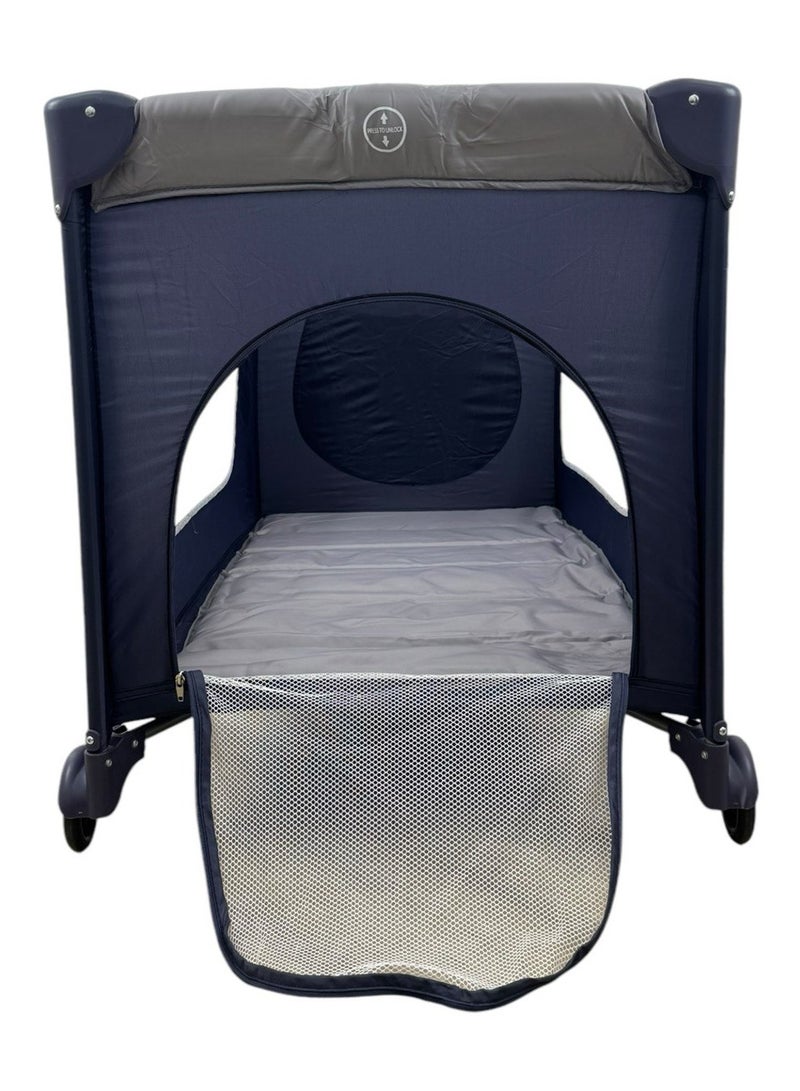 Papimo Portable Baby Bed 120*60*75cm, Multifunctional Foldable Travel Bed, Adjustable Travel Baby Bed for Infants - Blue/Grey - Image 5