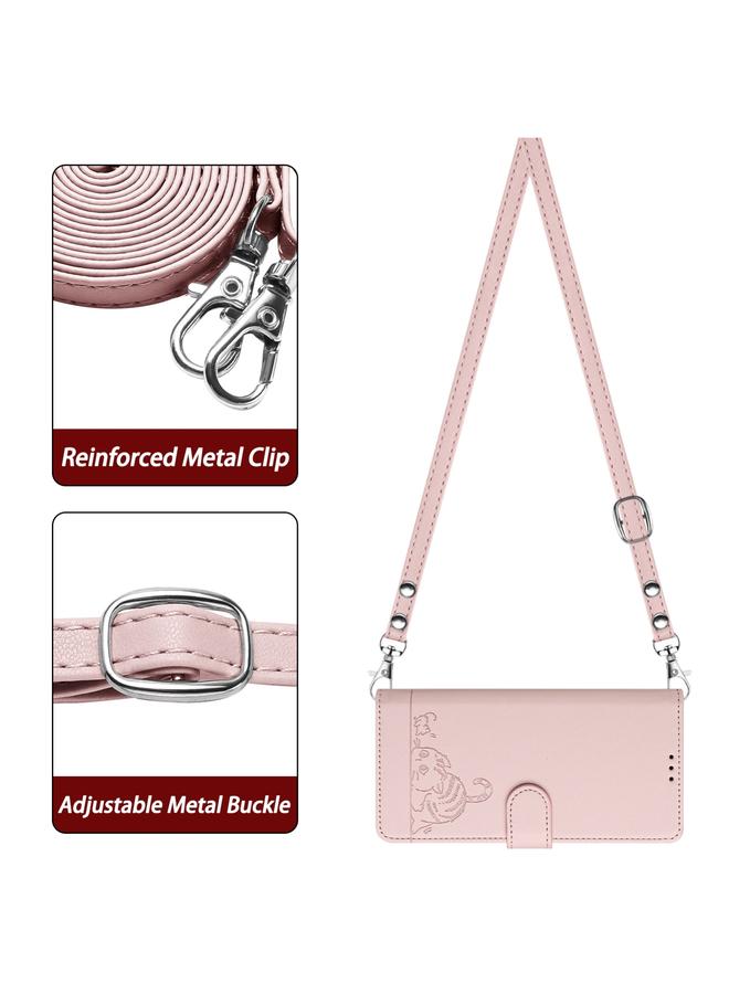 S-TOP Case For itel P17 / A27 Cat Rat Embossed Pattern RFID Leather Phone Case with Lanyard - Image 3