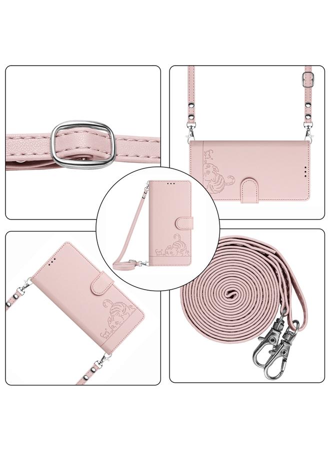 S-TOP Case For itel P17 / A27 Cat Rat Embossed Pattern RFID Leather Phone Case with Lanyard - Image 2