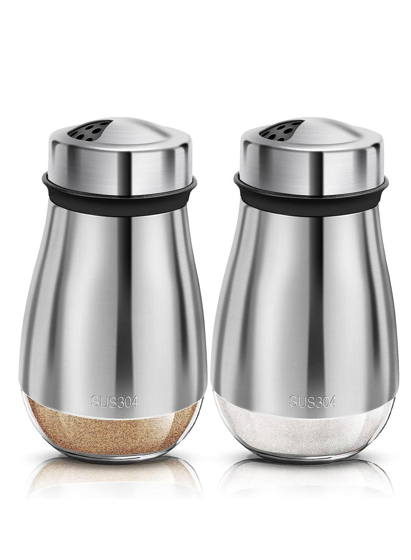 Sylqvxh 2pack Salt and Pepper Shakers Set,Salt Shaker With Adjustable Pour Holes,304 Stainless Steel & Glass Salt Pepper Shakers,Refillable Spice Dispenser, For Pepper Salts Seasoning - Image 1
