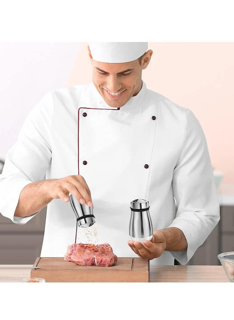 Sylqvxh 2pack Salt and Pepper Shakers Set,Salt Shaker With Adjustable Pour Holes,304 Stainless Steel & Glass Salt Pepper Shakers,Refillable Spice Dispenser, For Pepper Salts Seasoning - Image 2