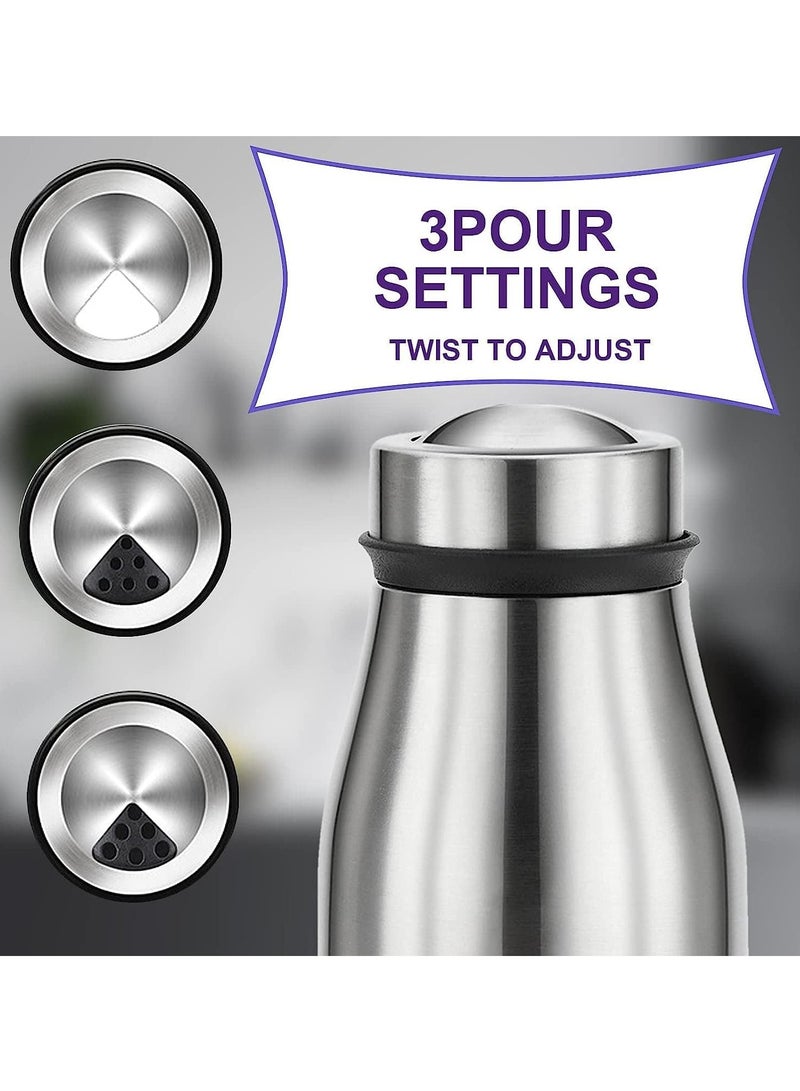 Sylqvxh 2pack Salt and Pepper Shakers Set,Salt Shaker With Adjustable Pour Holes,304 Stainless Steel & Glass Salt Pepper Shakers,Refillable Spice Dispenser, For Pepper Salts Seasoning - Image 3