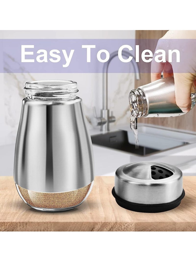 Sylqvxh 2pack Salt and Pepper Shakers Set,Salt Shaker With Adjustable Pour Holes,304 Stainless Steel & Glass Salt Pepper Shakers,Refillable Spice Dispenser, For Pepper Salts Seasoning - Image 5