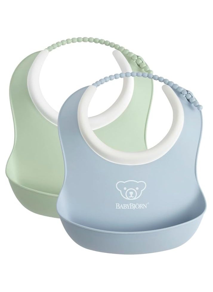 BABYBJORN - BabyBjörn Small Bib Pack of 2 Pale Green/Pale Blue - Image 1