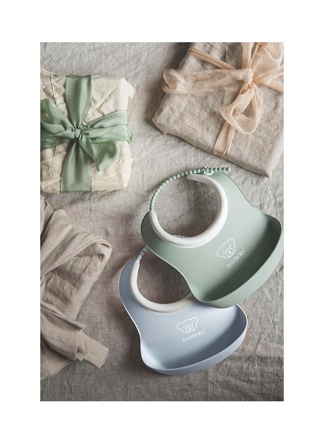 BABYBJORN - BabyBjörn Small Bib Pack of 2 Pale Green/Pale Blue - Image 1
