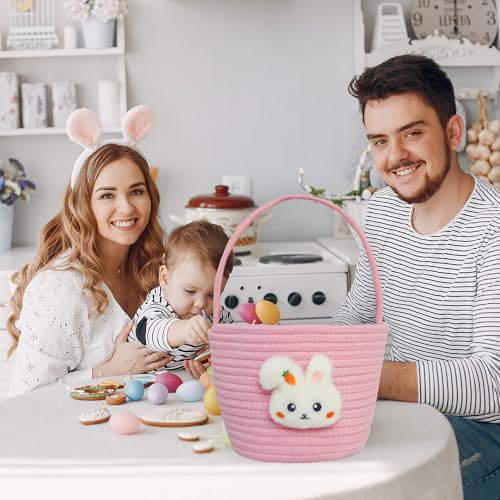 XENTUMI سلة عيد الفصح، سلال عيد الفصح للأطفال، سلة عيد الفصح للأطفال مع مقبض، سلة بيض الأرنب الفارغة، سلال عيد الفصح للأولاد، البنات، toddlers، الأطفال الرضع، سلة هدايا عيد الفصح الشخصية - Image 3