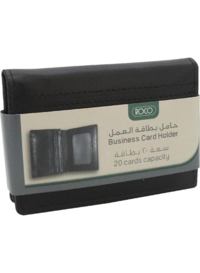 ROCO Business Card Holder 20 Cards8.5 X 5.4 cm Card Size PU Material Black - Image 1