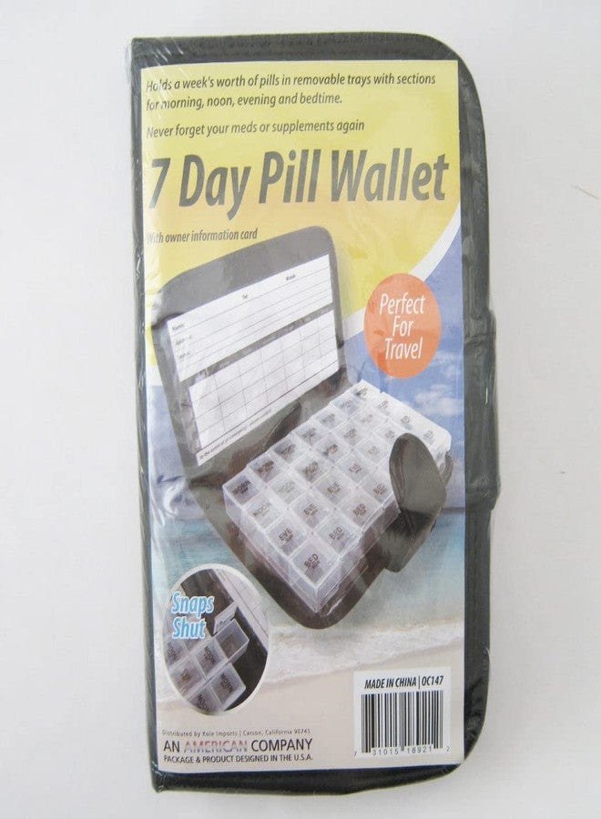 ATB Deluxe 7 Day Pill Organizer Dispenser Box in Wallet Weekly Medicine Travel Case - Image 1