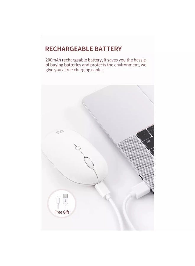 فد ماوس لاسلكي E100 قابل لإعادة الشحن بتقنية البلوتوث - مستشعر بصري 1600 نقطة في البوصة - معدل استطلاع 500 هرتز - نقرات صامتة (أسود) - Image 3