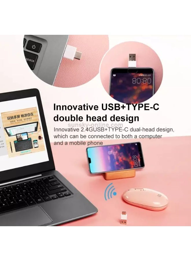 فد ماوس لاسلكي E100 قابل لإعادة الشحن بتقنية البلوتوث - مستشعر بصري 1600 نقطة في البوصة - معدل استطلاع 500 هرتز - نقرات صامتة (أسود) - Image 5