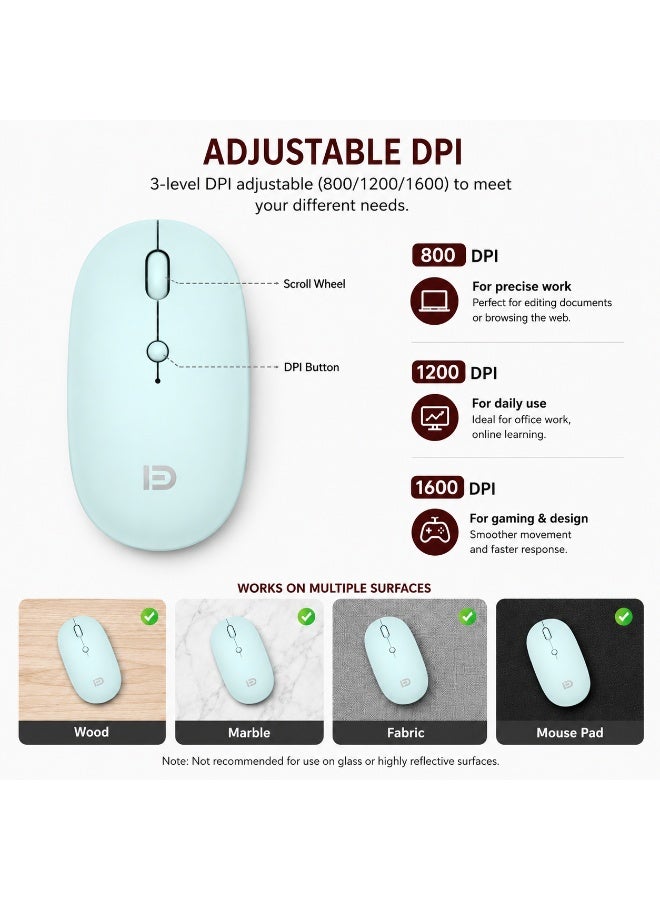 FD E100 Wireless Rechargeable Mouse – 1600 DPI Optical Sensor – 500Hz Polling Rate – Silent Click Wireless Mouse for Laptop, PC & Office Use - Image 3