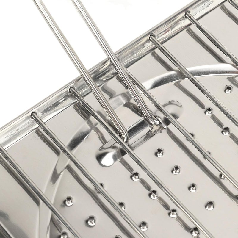 إسكدنيا سلة الشواء القابلة للطي من الفولاذ المقاوم للصدأ مع مقبض قابل للطي، للأسماك، الستيك، الخضروات، موقد الغاز، الشواء في الهواء الطلق، التخييم، الشواء المحمول، سلة الشواء السلكية 【20x20x2.5CM】 - Image 5