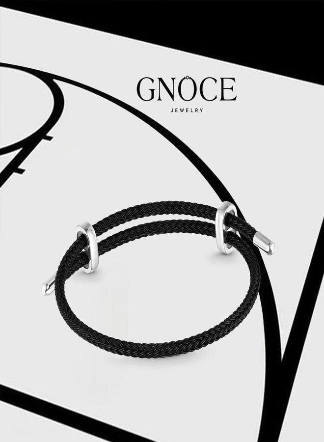 GNOCE Adjustable Basic Bracelet with 2 Pieces of Stoppers Bracelet for Women, Stainless Steel Bracelet For Her (Black 1) - Image 4