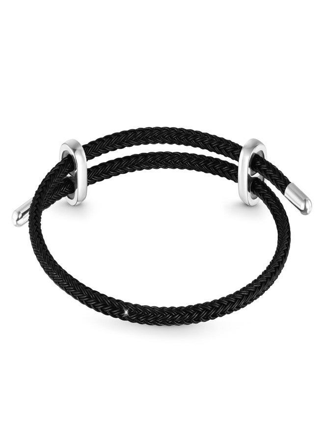 GNOCE Adjustable Basic Bracelet with 2 Pieces of Stoppers Bracelet for Women, Stainless Steel Bracelet For Her (Black 1) - Image 2