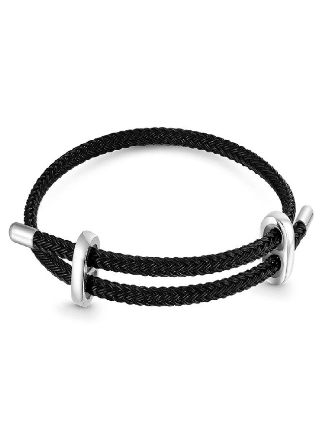 GNOCE Adjustable Basic Bracelet with 2 Pieces of Stoppers Bracelet for Women, Stainless Steel Bracelet For Her (Black 1) - Image 1