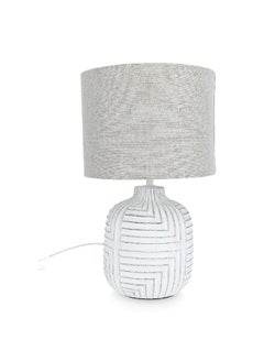 Micasa 60W E27 Base Scratch-Resistant Elegant Decorative Ceramic Table Lamp White and Grey D4521L-WHITE 