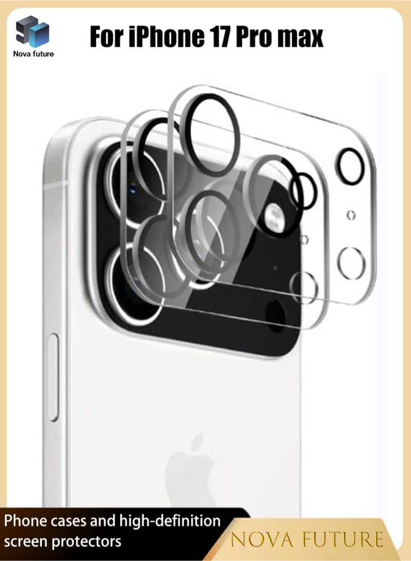 Nova future Tempered Glass Camera Lens Protectors 2 Pack for Apple iPhone 17 Pro Max, 9H Hardness Scratch Resistant Ultra HD Lens Guard Compatible with Phone Cases for Everyday Use - Image 1