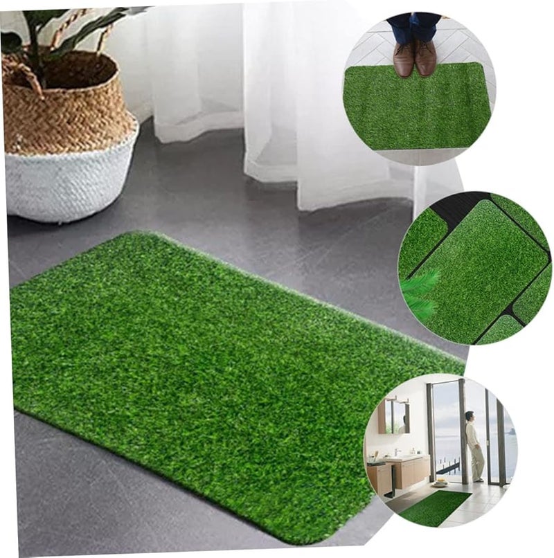 Green Artificial Grass Door Mat Durable Outdoor Rug For Entryway Patio Garden - Image 4