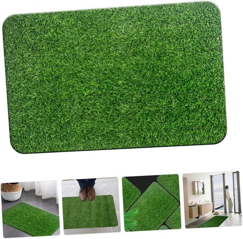 Green Artificial Grass Door Mat Durable Outdoor Rug For Entryway Patio Garden - Image 5