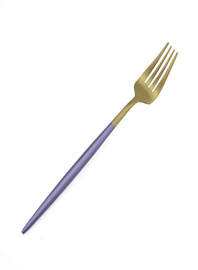 Gugrida Purple Gold Flatware, Royal 5 Piece Matte Handle 18/10 Stainless Steel Tableware Set for 1 Including Forks Spoons Knives, Camping Silverware Travel Utensils Cutlery - Image 2