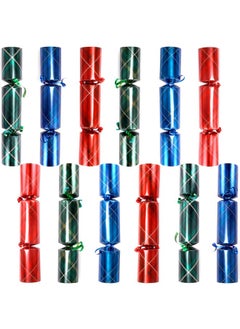 JOYIN 12 Pack Christmas Non-Snap Party Favor, Red, Blue & Green Plaid Party Table Favor Includes Party Hat, Jokes & Gifts, Xmas Gifts Prizes For Christmas Holiday Dinner Traditions Party Supplies  - Image 1