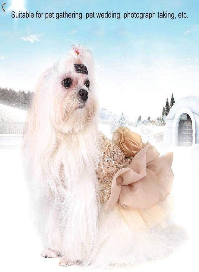 Zerodis Dog Wedding Dress Summer Sequined Princess Bubble Skirt Wedding Costume Dress Pet Cloth for Small Dog Puppy (M-Gold) - Image 2